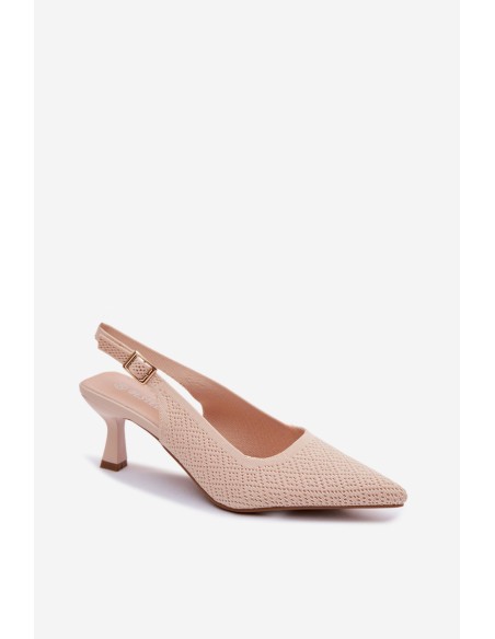 Beige Fabric Heeled Sandals Delessa