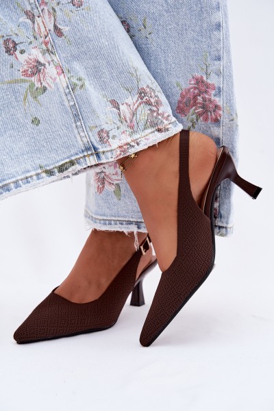 Delessa Material Platform Heeled Chocolate Sandals