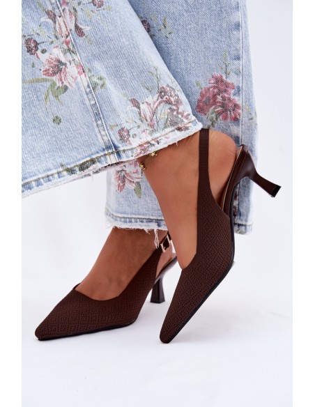 Delessa Material Platform Heeled Chocolate Sandals