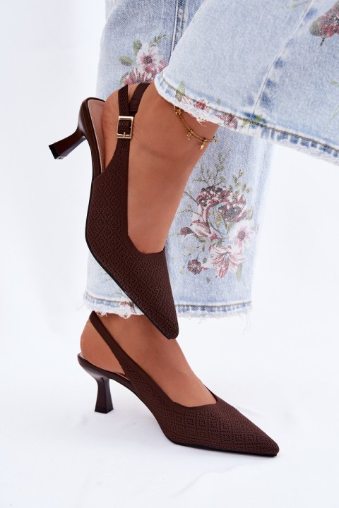 Delessa Material Platform Heeled Chocolate Sandals