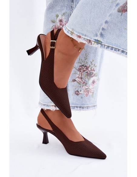 Delessa Material Platform Heeled Chocolate Sandals