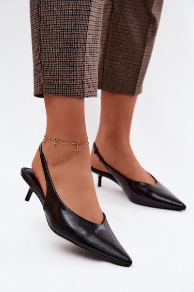 Patent Women's Faux Leather Heeled Sandals Black Averelle