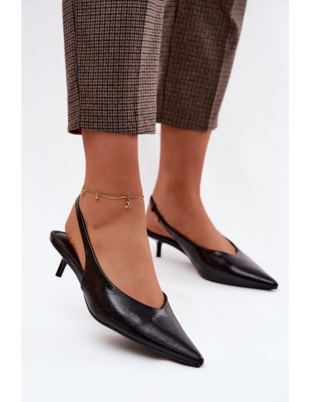 Patent Women's Faux Leather Heeled Sandals Black Averelle