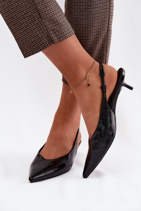 Patent Women's Faux Leather Heeled Sandals Black Averelle