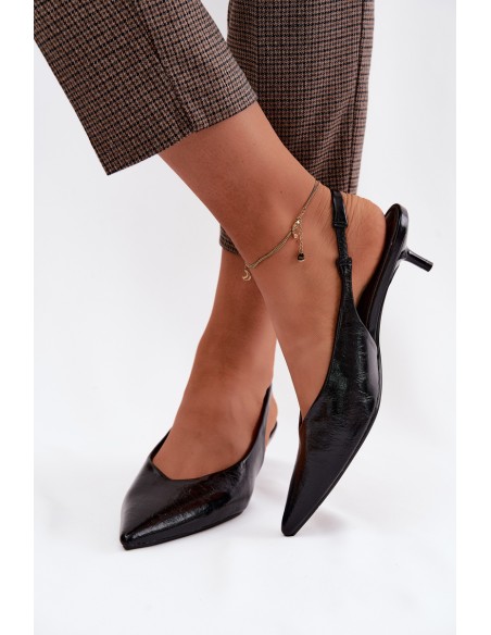 Patent Women's Faux Leather Heeled Sandals Black Averelle