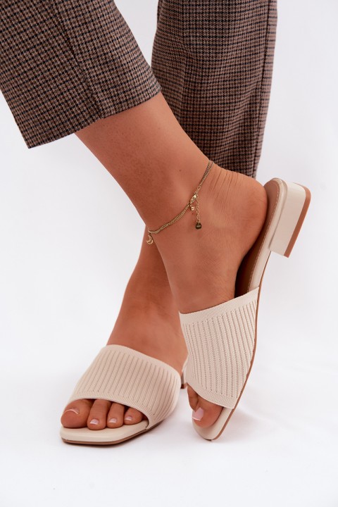 Material Women's Flat Low Heel Light Beige Belissea