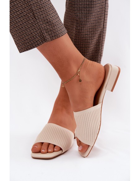 Material Women's Flat Low Heel Light Beige Belissea