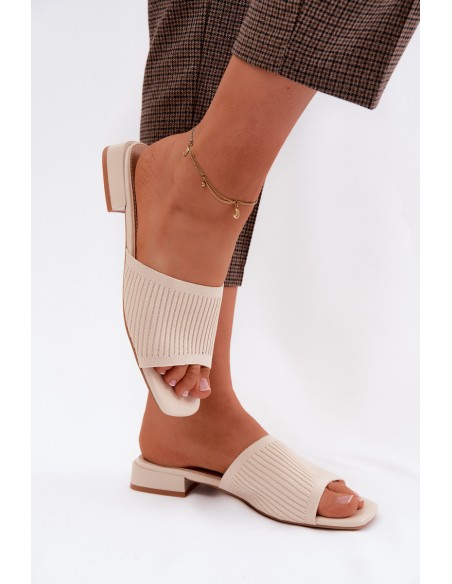 Material Women's Flat Low Heel Light Beige Belissea