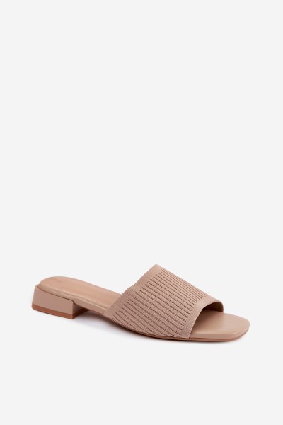 Material Women's Flat Dark Beige Slides Belissea 2