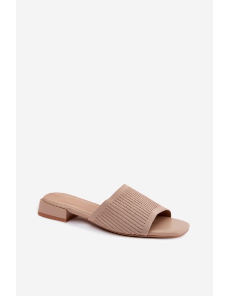 Material Women's Flat Dark Beige Slides Belissea