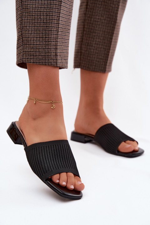 Material Women's Flat Black Slides Belissea