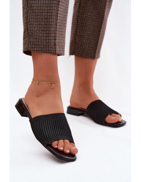 Material Women's Flat Black Slides Belissea