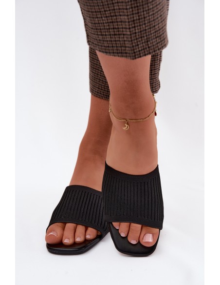 Material Women's Flat Black Slides Belissea