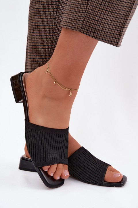 Material Women's Flat Black Slides Belissea