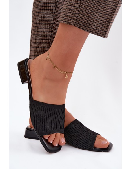 Material Women's Flat Black Slides Belissea