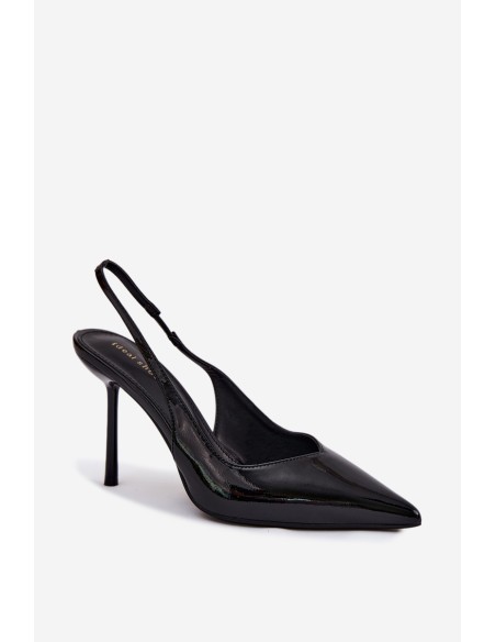 Patent Leather High Heels Sandals Black Calera