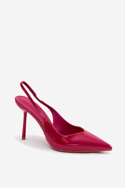Patent Leather Heels Sandals Faux Leather Fuchsia Calera 2