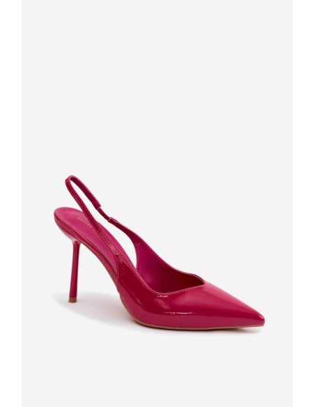 Patent Leather Heels Sandals Faux Leather Fuchsia Calera