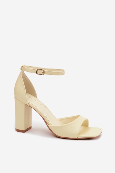 Women's Block Heel Sandals In Faux Leather Yellow Melvra