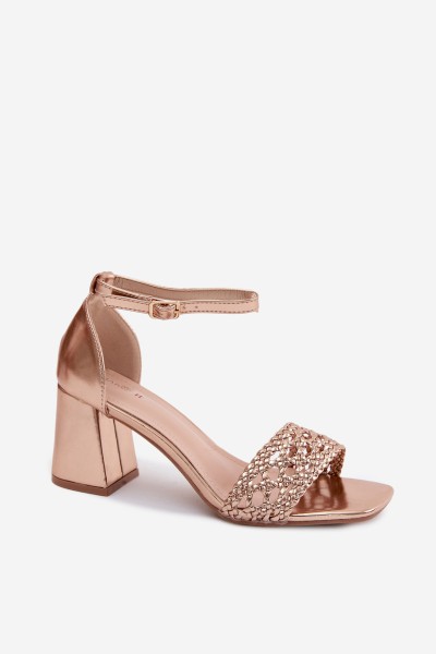 Women's Block Heel Sandals With Woven Champagne Felena 2