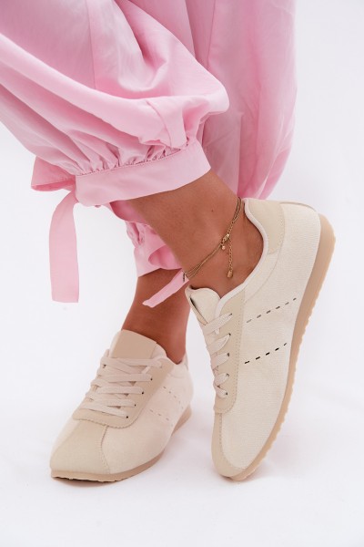 Women's Sneakers Made of Eco Suede Low Light Beige Melvelin