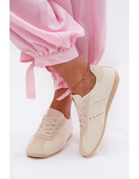 Women's Sneakers Made of Eco Suede Low Light Beige Melvelin