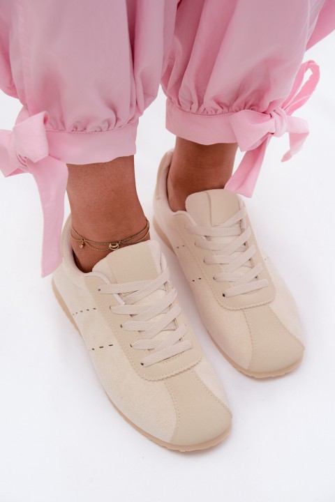 Women's Sneakers Made of Eco Suede Low Light Beige Melvelin