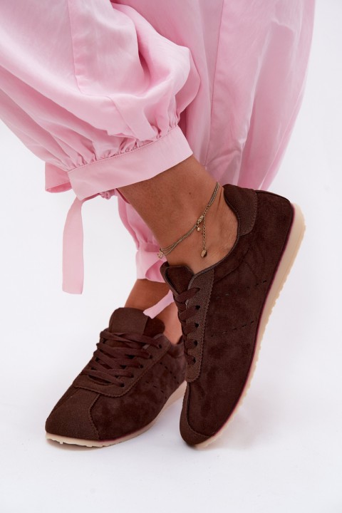 Women's Eco Suede Low Chocolate Sneakers Melvelin