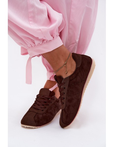 Women's Eco Suede Low Chocolate Sneakers Melvelin