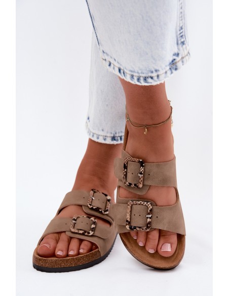 Women's Khaki Slides With Clips Lee Cooper LCW-26-35-4451L