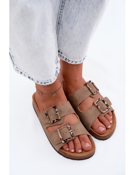 Women's Khaki Slides With Clips Lee Cooper LCW-26-35-4451L