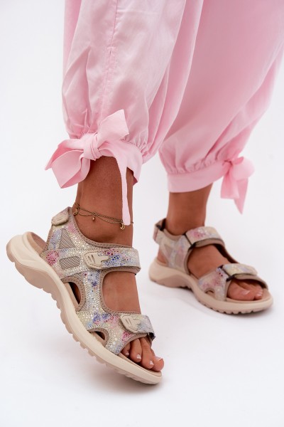 Leather Patterned Women's Sandals In Sporty Style Multicolor Morenia