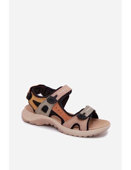 Leather Women's Sport Style Orange and Black Sandals Morenia