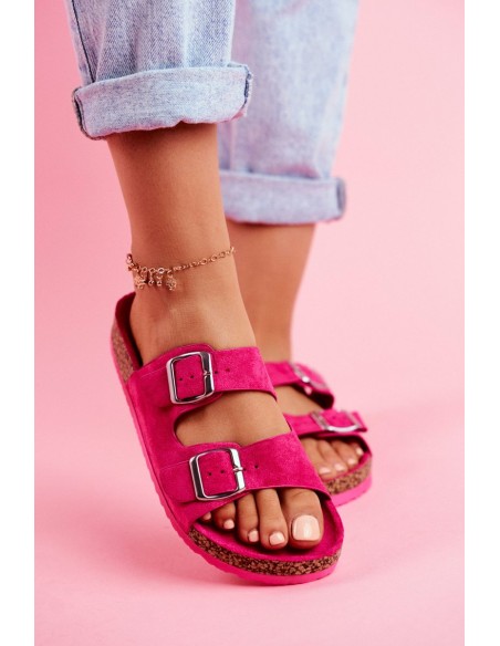 Women's Slides On Corck Fuchsia Si Senor