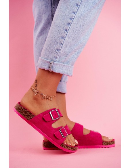 Women's Slides On Corck Fuchsia Si Senor