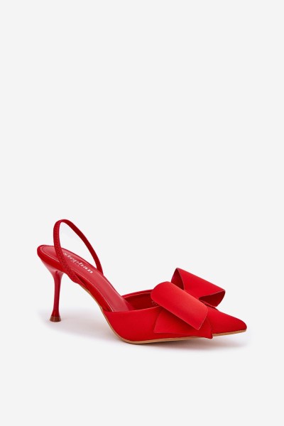 Red High Heels With Open Heels And Bow Eklevia 2