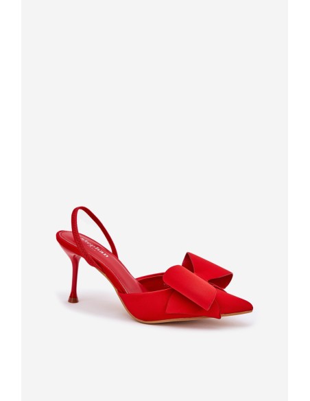 Red High Heels With Open Heels And Bow Eklevia