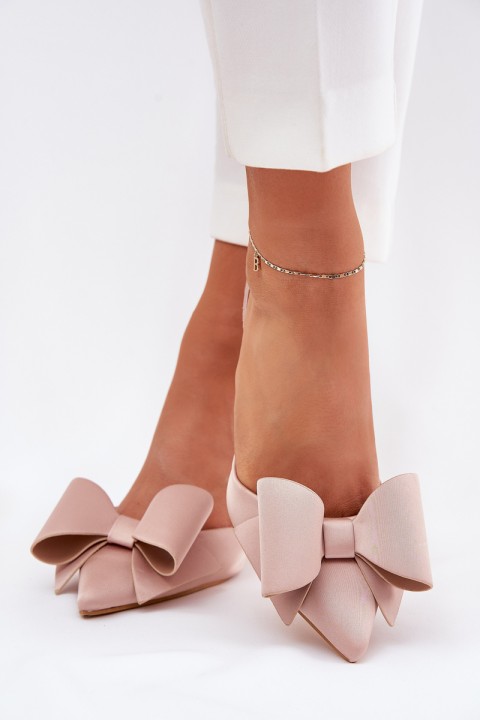 Heels With Open Heels And Bow Beige Eklevia