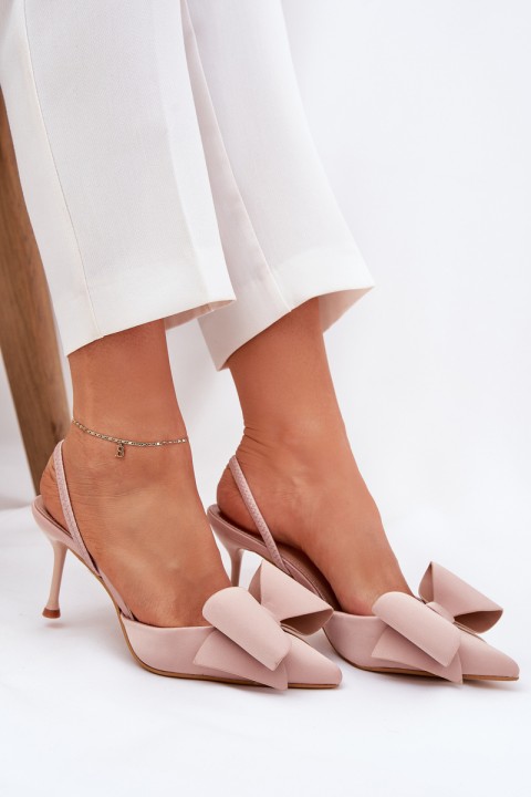 Heels With Open Heels And Bow Beige Eklevia