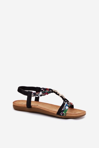 Women's Sandals With Pins And Braided Straps Black Nusoreth 2