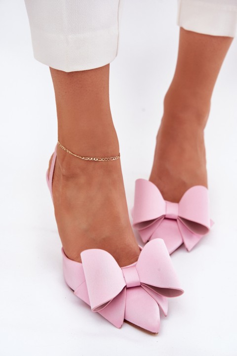 High Heels With Open Heels And Bow Pink Eklevia