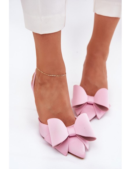 High Heels With Open Heels And Bow Pink Eklevia