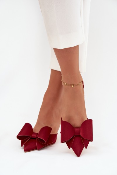 High heels with open heels and bow Bordeaux Eklevia