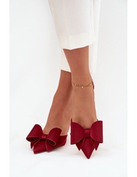 High heels with open heels and bow Bordeaux Eklevia