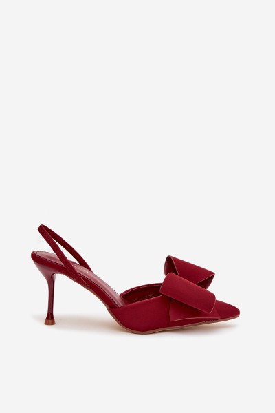 High heels with open heels and bow Bordeaux Eklevia 2