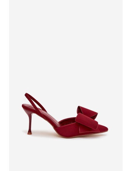 High heels with open heels and bow Bordeaux Eklevia