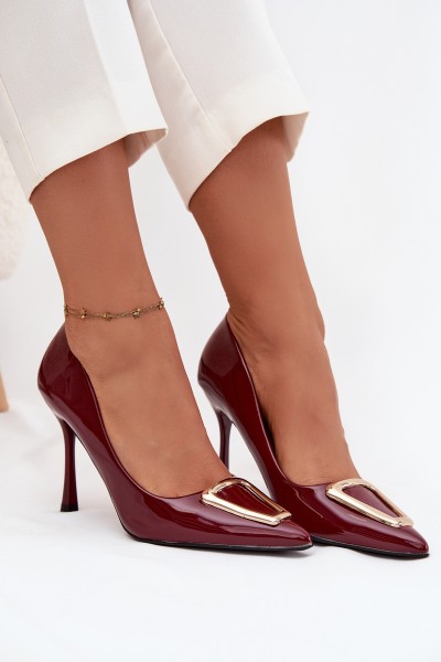 Patent leather heels with gold detail Bordeaux Paivelle 2