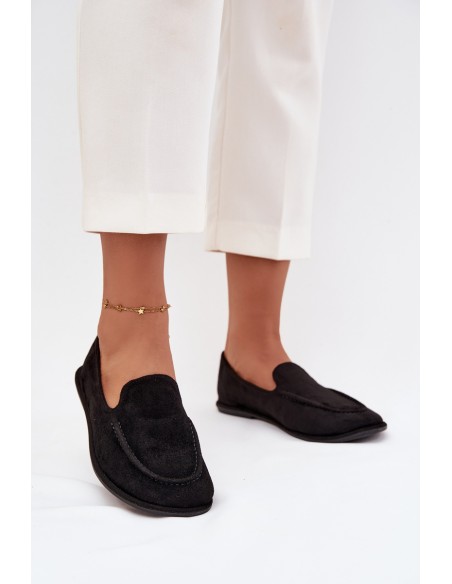Women's Eco Suede Flat Black Moccasins Miryelle