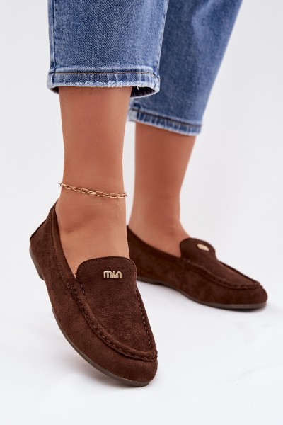 Women's Moccasins With Small Gold Detail Chocolate Sarivelle