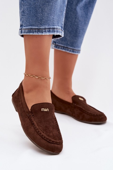 Women's Moccasins With Small Gold Detail Chocolate Sarivelle